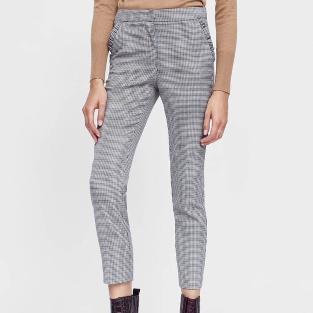 Zara Black and White Checkered Trousers